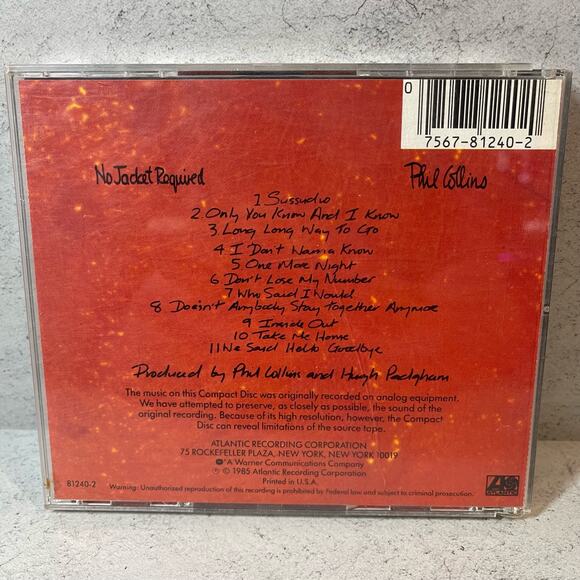 1985 Phil Collins album "No Jacket Required" by Atlantic Records - CD - Picture 6 of 8
